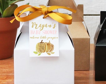 12 - Personalized Mini Gable Boxes - Little Pumpkin Tag - Little Pumpkin 1st Birthday Party Favors, Little Pumpkin Birthday