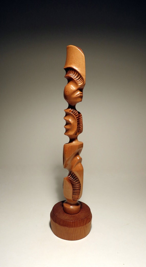 Wood Totem Ant Sculpture