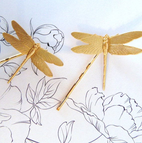 Art Nouveau Hair Pins Ornate Dragonfly Dragonfly Hair Pins