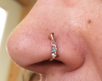 Rose Gold Boho Nose Ring AB Nose Hoop Nose Piercing