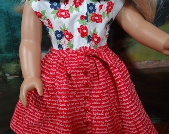 1950s three piece outfit for Maryellen or similar 18 inch doll, blouse, pedal pushers and skirt