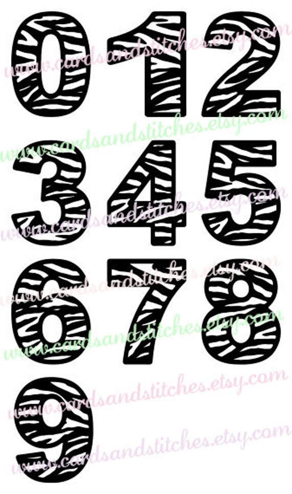 Numbers Svg Zebra Numbers Svg Digital Cutting File