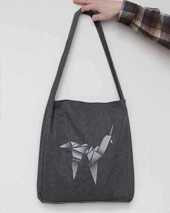 Silver Origami Unicorn Tote Bag inspired by Blade Runner