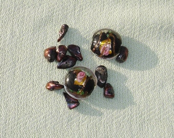 Lampwork Bead & Fresh Water Pearl Bead Lot - Jewelry Making Supplies