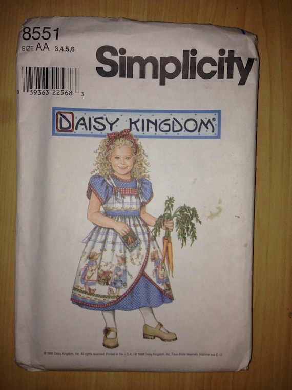Simplicity 8551 90s Sewing Pattern Uncut Girls Dress and Pinafore Size 3-6 Or 5-8