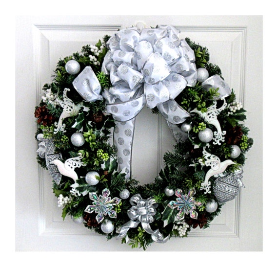 christmas wreath silver and white christmas wreath holiday christmas wreath silver and white christmas wreath holiday