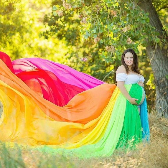 Hope Maternity Gown - rainbow maternity gown big and flowy 
