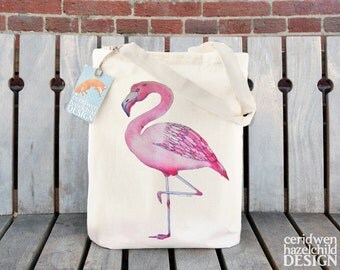 Flamingo Tote Bag, Ethically Produced Shopping Bag, Reusable Shopper Bag, Market Bag, Cotton Tote, Eco Tote Bag, Reusable Grocery Bag