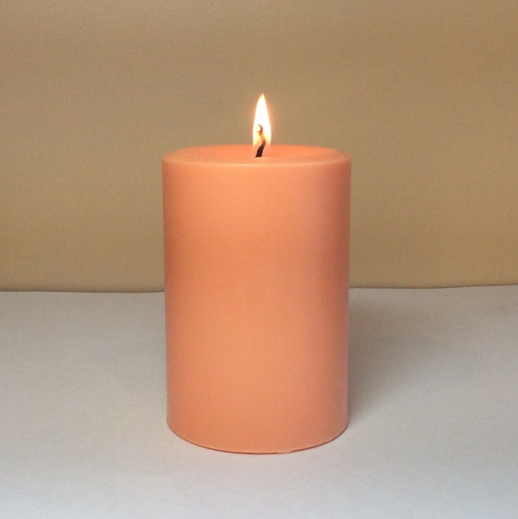 Tall Peach Soy Pillar Candle Unscented by StillWaterCandles