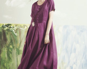 purple maxi dress, purple bridesmaid dress, maxi linen dress, boho wedding dress, maxi linen dress in purple, linen summer dress,prom dress