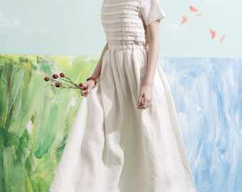 New Cocktail Dress In White, Bridal Wedding Dress, Boho Wedding Dress, White Dress, Prom Dress, Layered Linen Dress, Floor Length, Maxi