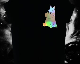 Moomins 90s holographic iridescent crest unisex tshirt