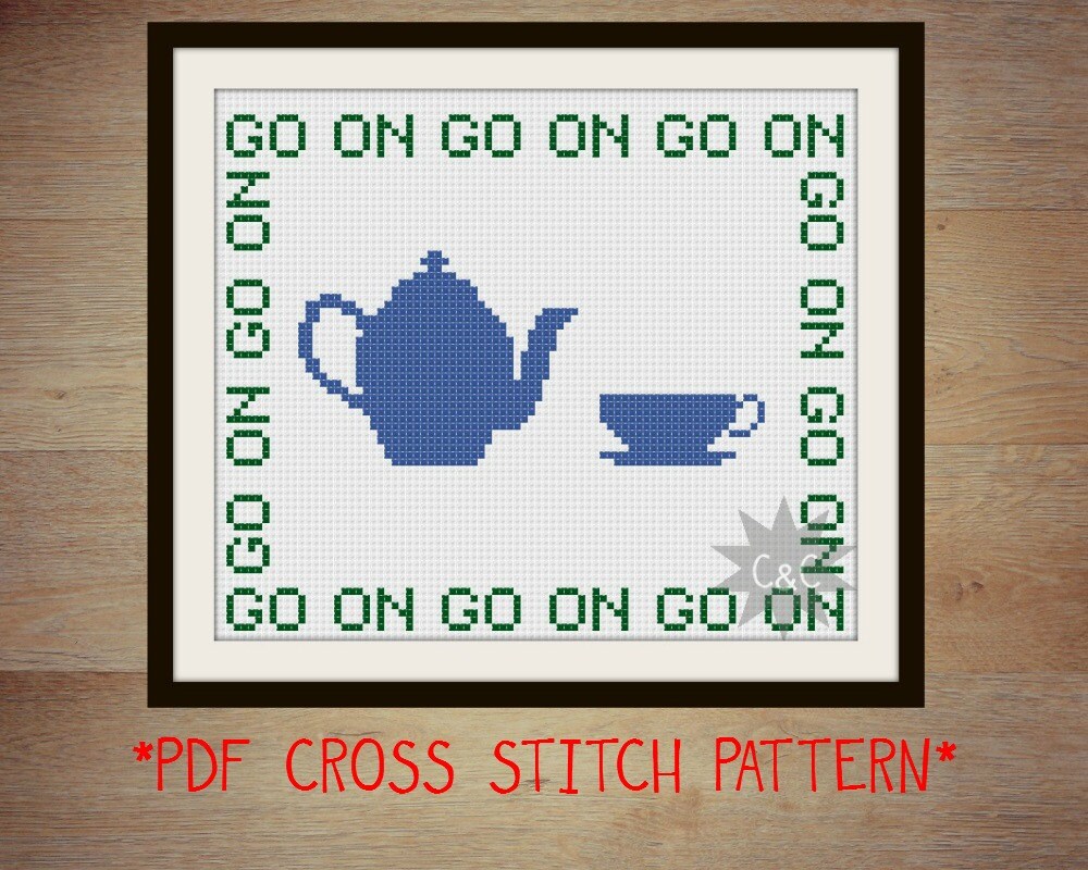 Father Ted Mrs Doyle 'Go On' cross stitch sampler PDF