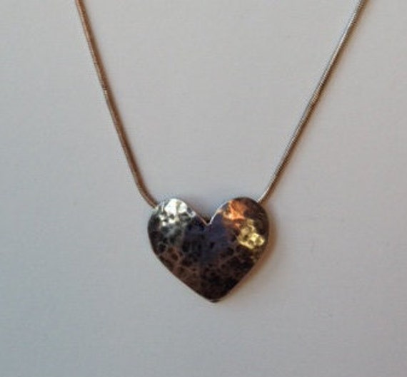 Items Similar To Sale Hammered Sterling Silver Heart Necklace On Etsy