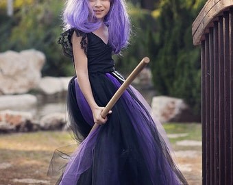 Black And Purple Witch Costume Tutu Dress Set,Wicked,Halloween,Girl Witch Tutu Costume,Girl Halloween Costume Sweet Witch Tutu