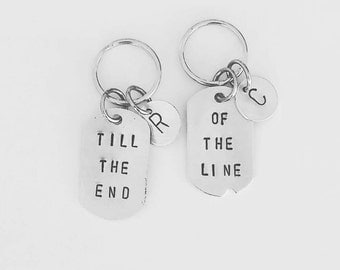 Till the end of the line - Steve Rogers & Bucky Barnes - Geeky Gifts- Marvel - personalized monogrammed Dog Tag Key Chain set