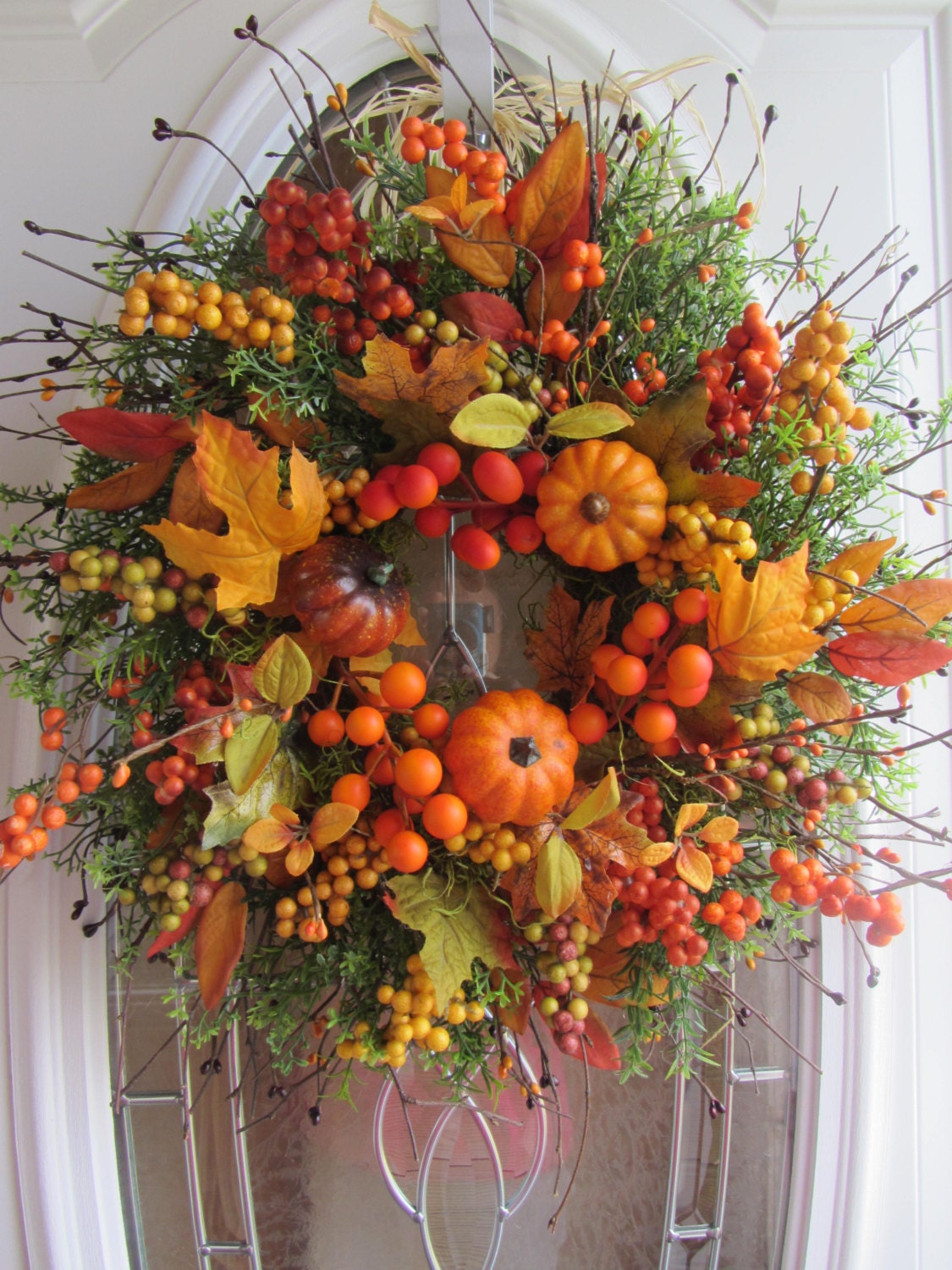 Pumpkin Wreath Fall Wreath Autumn Wreath Front Door