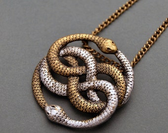 Auryn necklace Infinite snake necklace Snake jewelry Snake knot necklace Ouroboros necklace Auryn pendant Neverending Story gift