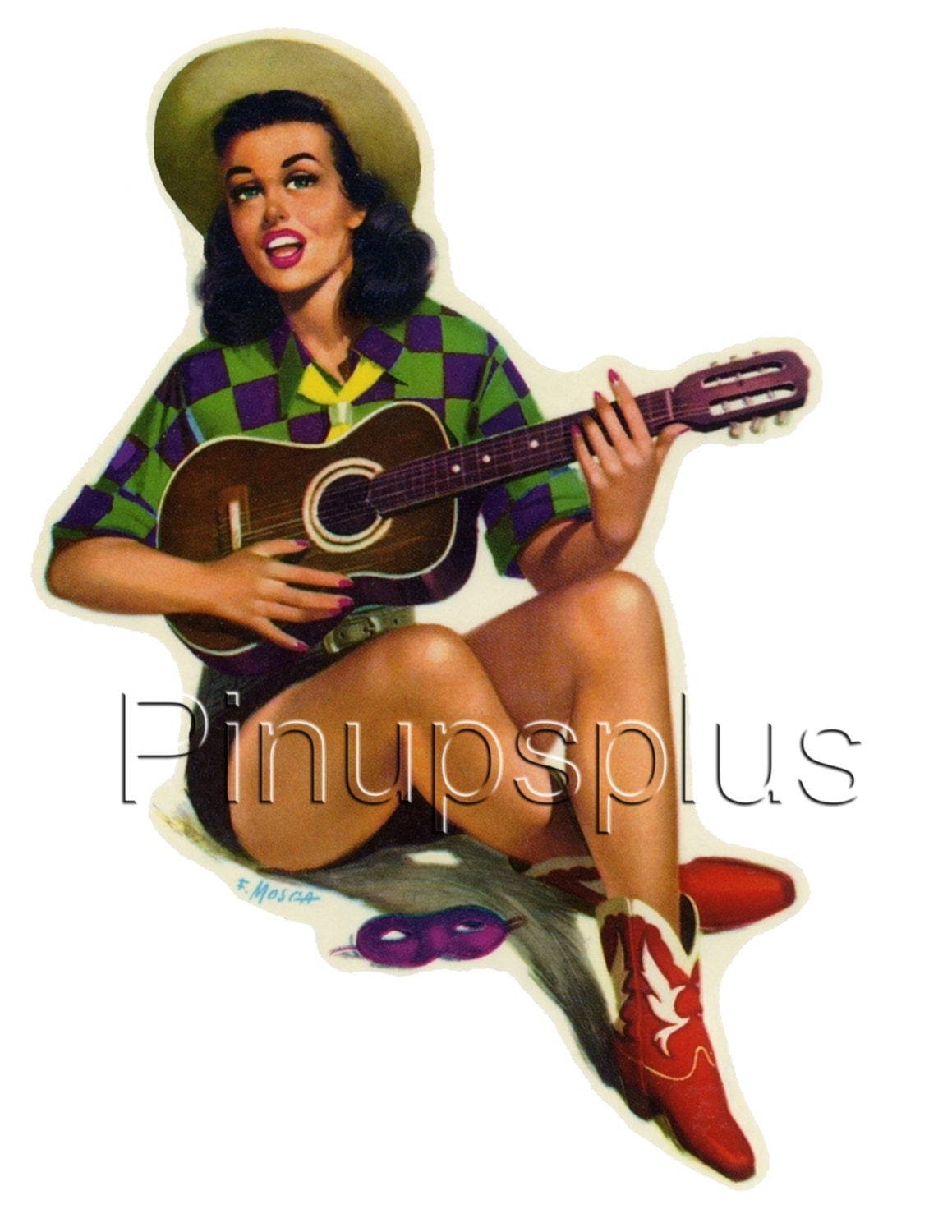 Ukulele Cowgirl Classic Guitar Waterslide Decal Same Image 6325