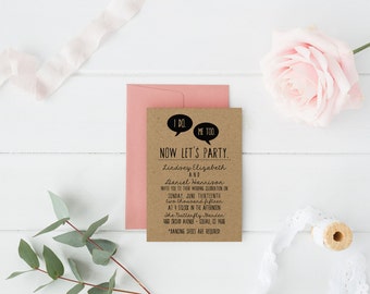 DIY Wedding Invitation Suite I Do, Me Too DEPOSIT - Printable, Custom, Quirky, Kraft Paper, Funny, Hipster, Invite Kit, Digital (Design #43)