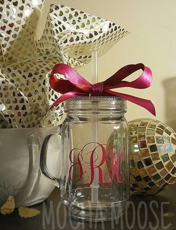 Items similar to Mason jar tumbler with handle, lid and straw included