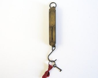 Vintage Brass Hanging Scale - 30 LB Weigh Scale - Chatillons Improved Spring Balance Fishing Scale - Industrial Decor - Rustic Cabin Decor