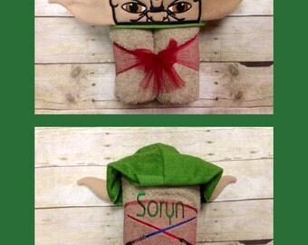 Star Wars Yoda Baby Hooded Towel, Yoda Hooded Towels for Kids, Yoda Costume, Star Wars Costume Kid, Size Infant thru school age