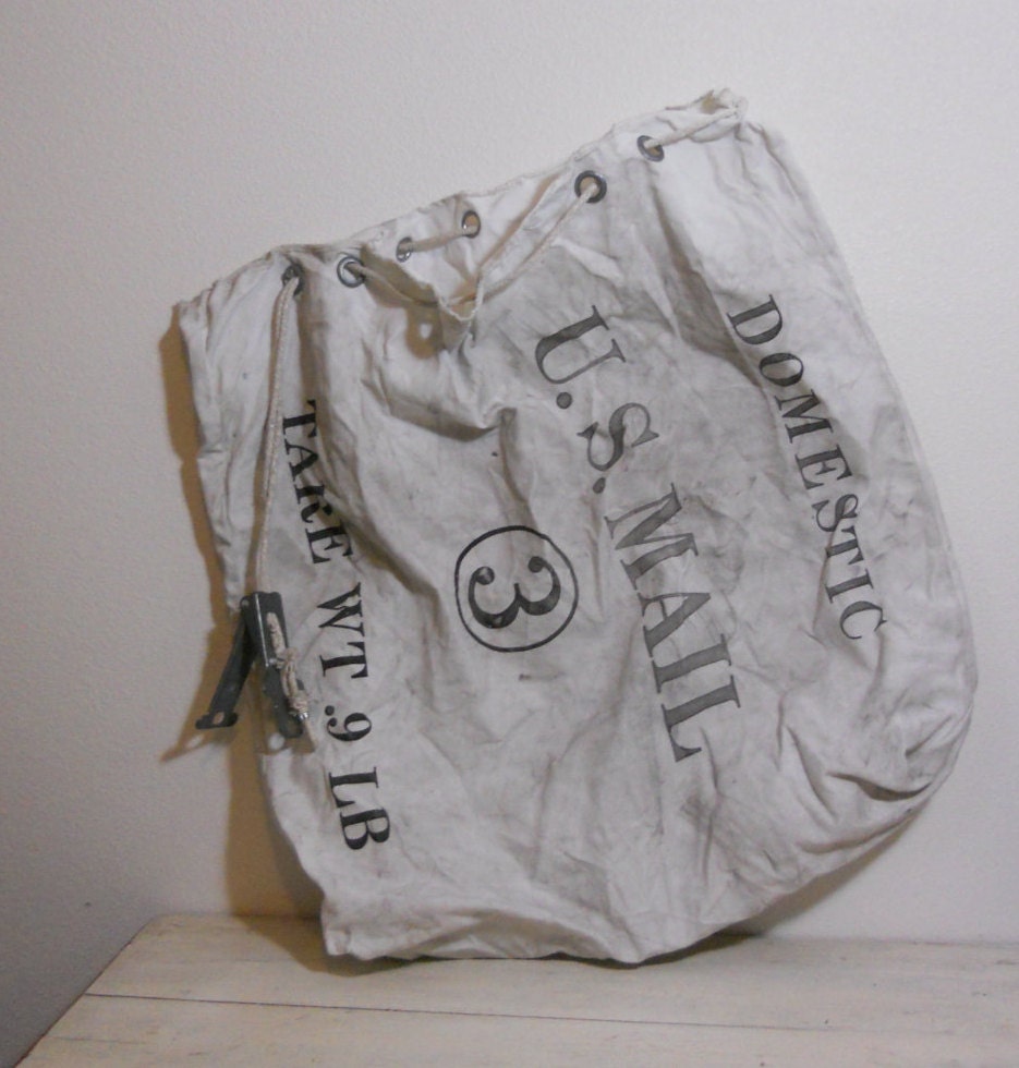 Vintage US Mail Canvas Bag Industrial