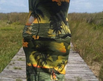 On Sale! Vintage Hawaiian Dress, Island Dress, Green Hawaiian Dress, Vintage Beach Wear, Vintage Vacation Wear, Vintage Resort Wear