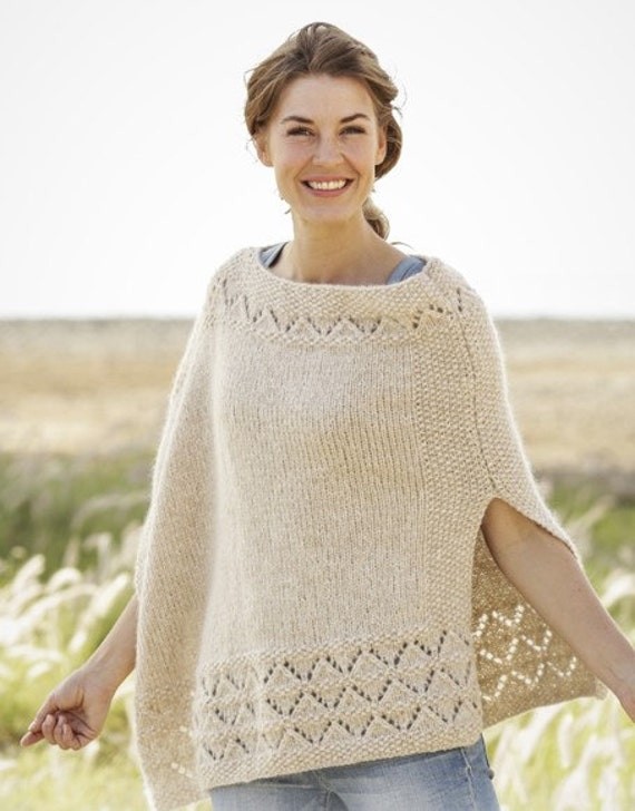 Lightweight summer poncho Hand knitted alpaca by HappyWoollies