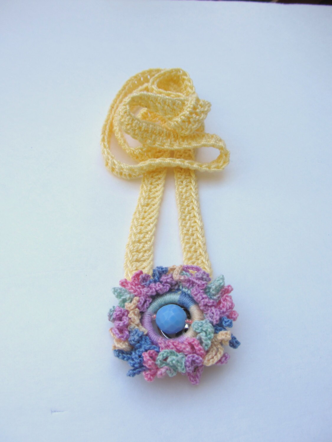 Crochet Flower Lanyard ID Badge Holder Boho Beaded Accessories