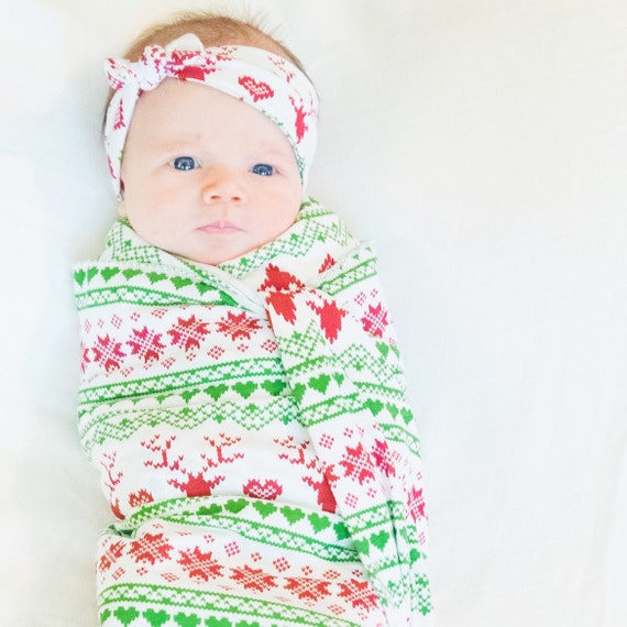 Christmas Swaddle Set / Swaddle Blanket and by MilkmaidGoods