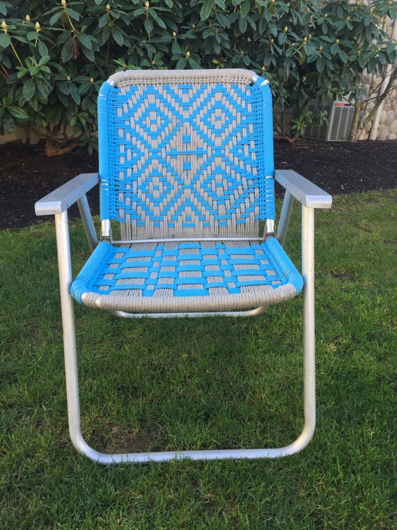 Reserved John Vintage Macrame Lawn Chair Aluminum Macrame