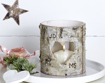 Personalised Birch Bark Candle Holder