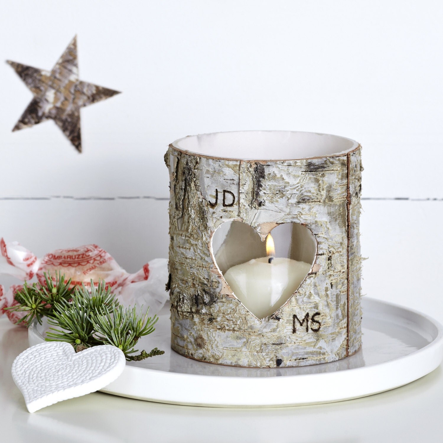 Personalised Birch Bark Candle Holder