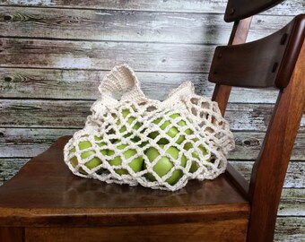 Mesh Market Bag- Cream Ecru Cotton Produce Bag
