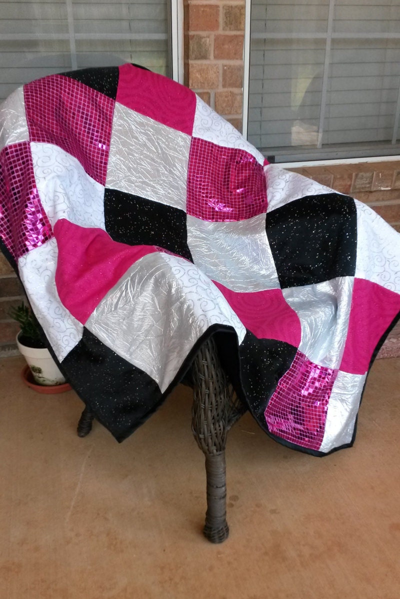 Throw Blanket Bling Accessory in Silver Pink Black