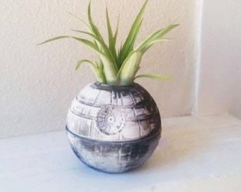 Star Wars inspired, Death Star planter, air plant holder, geek chic, back to school dorm decor, desk planter, gift for nerd