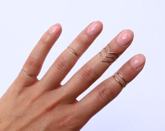 Midi Rings | Boho Chic Jewelry | Knuckle Ring Set | Stacking Bohemian Gold Silver Rings | Minimalistic | Wire Wrap Ring | Midi Ring Set