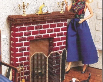 BARBIE'S WARM HEARTH, Plastic Canvas Pattern, Barbie Furnishing, Doll Furniture, Canvas Pattern, Annies Fashion, Doll Canvas