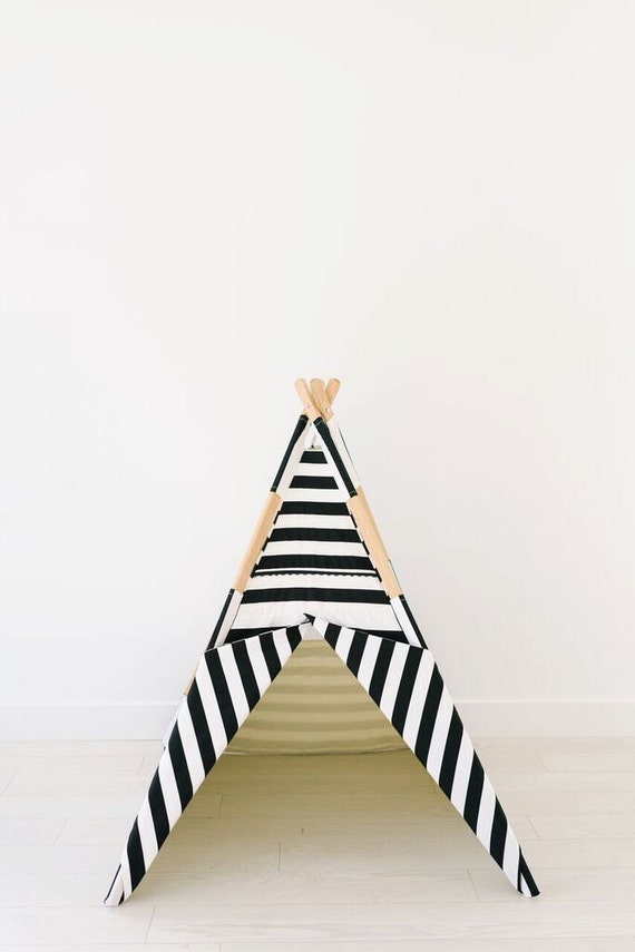 all black and white striped teepee