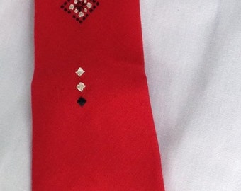 1950s Beau Brummell red rayon rockabilly necktie
