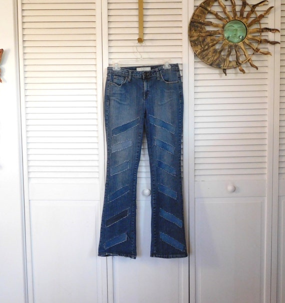 Patched Jeans Hippie Frayed Boho Style Clothes by LandofBridget