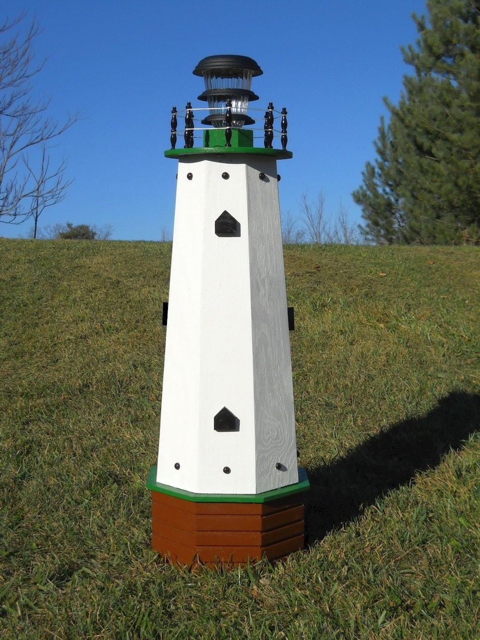 36 solar lighthouse wooden decorative lawn and garden