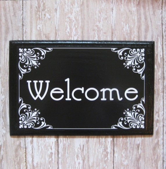 Wood Welcome Sign Wall Decor Rectangle by ShopCreativeLiberty