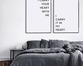 I carry your heart with me, I carry your heart print, Love Print, Love Poem, Above bed decor, Above bed art, Inspirational Print