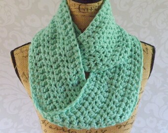 Ready To Ship Infinity Scarf Crochet Knit Winter Ocean Sea Green Mint Women's Accessories Eternity Fall Winter