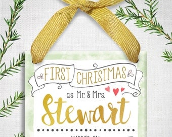 Our First Christmas as Mr and Mrs - Our First Christmas Ornament Married - Wedding Gift - Personalized Wedding Ornament - Just Married