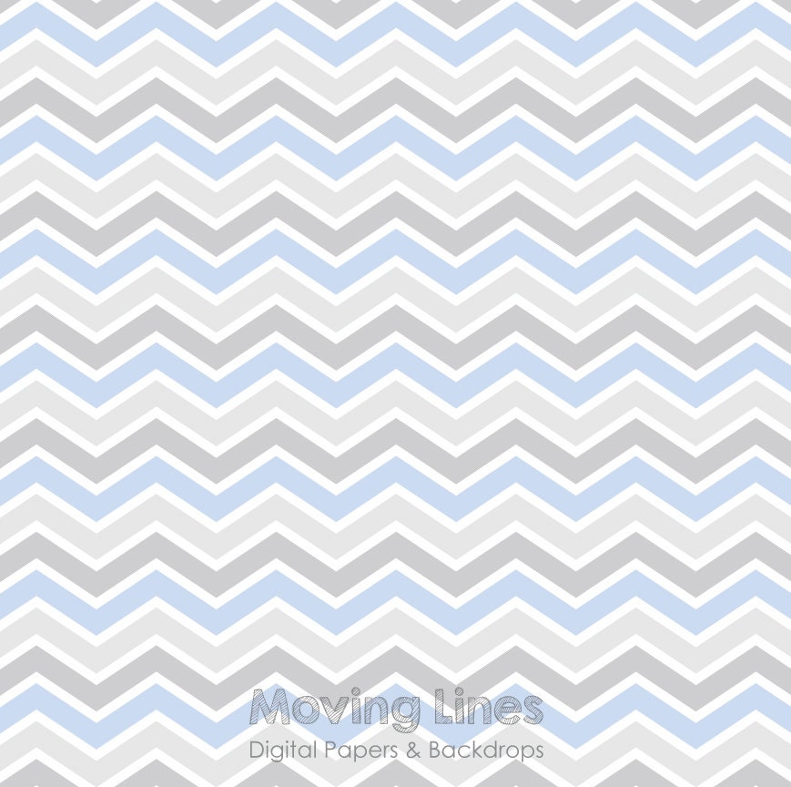 Gray Blue Chevron Digital Backdrop Newborn Baby Boy Birthday