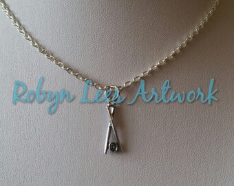 Small Silver Chopsticks with Food Charm Necklace on Silver Crossed Chain or Black Faux Suede Cord, Chinese or Japanese Sushi